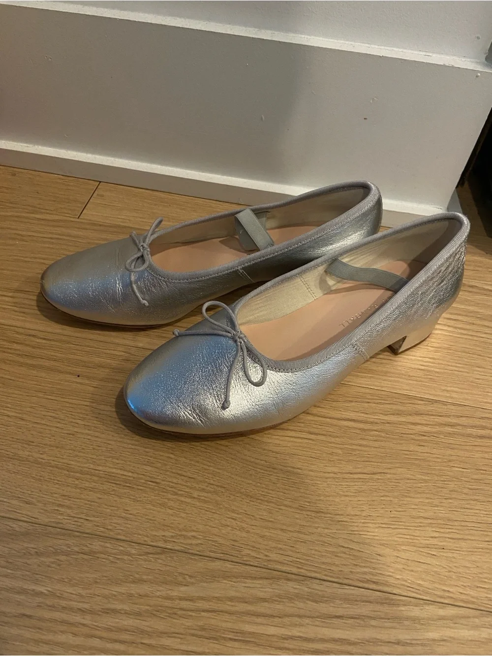 Loeffler Randall Silver Ballet Flats with Elastic Strap